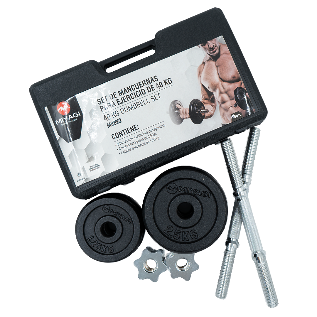 Set de Mancuernas 35 cm c/discos 40L Miyagi M92062-40L