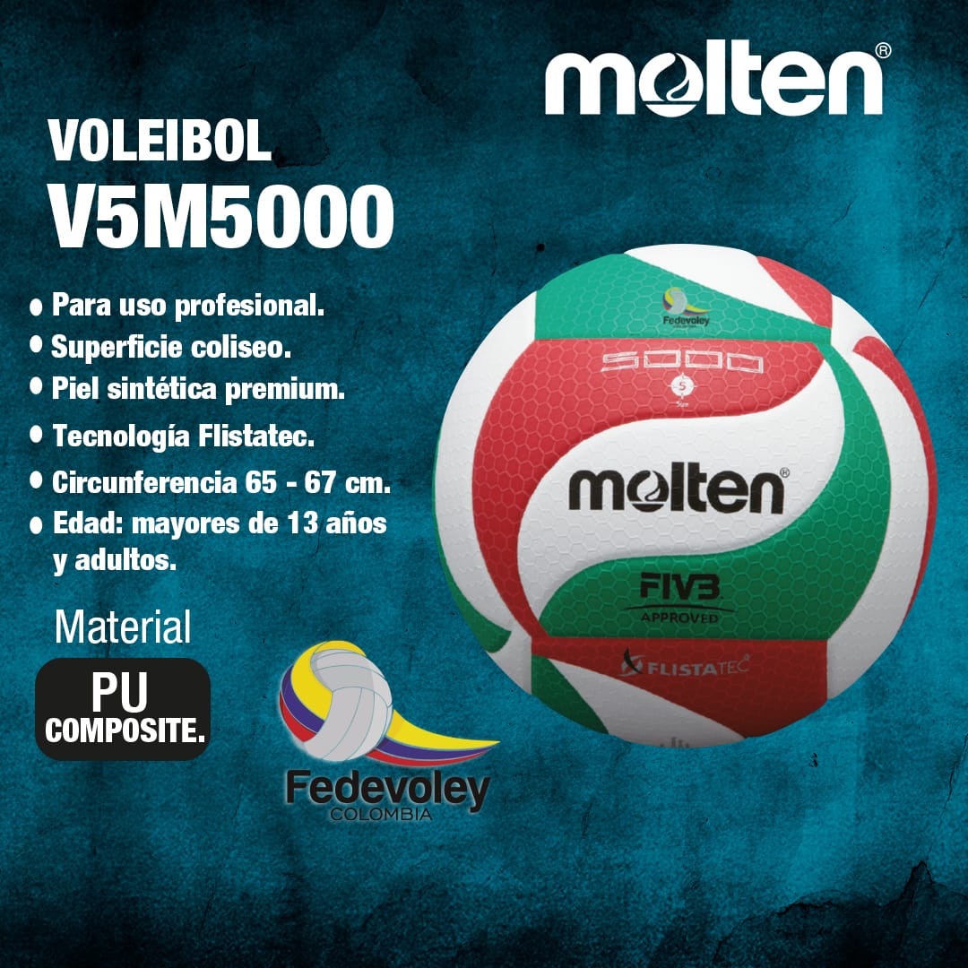 Balón de Voleibol Profesional Molten V5M5000 - V5M5000Balón de Voleibol
