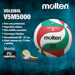 Balón de Voleibol Profesional Molten V5M5000 - V5M5000Balón de Voleibol