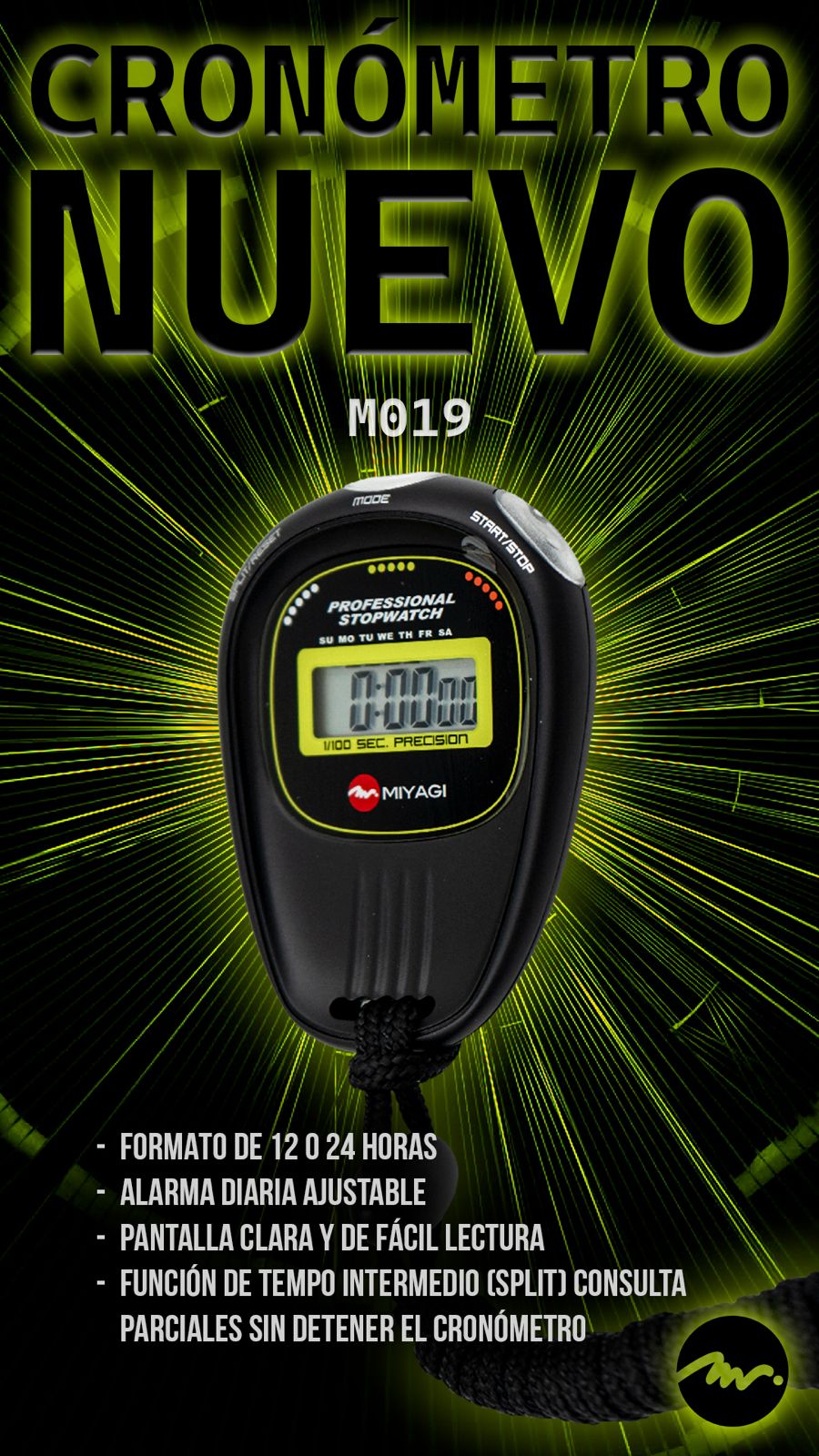 Cronómetro Electrónico Deportivo Miyagi M019 - M019Cronometro Digital