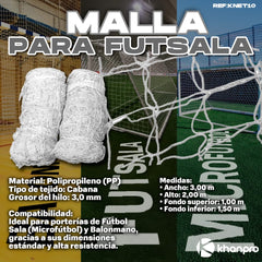 Malla de Futsala PP Blanca Cabana Khampro KNET10 - KNET10Malla de Fútbol Sala