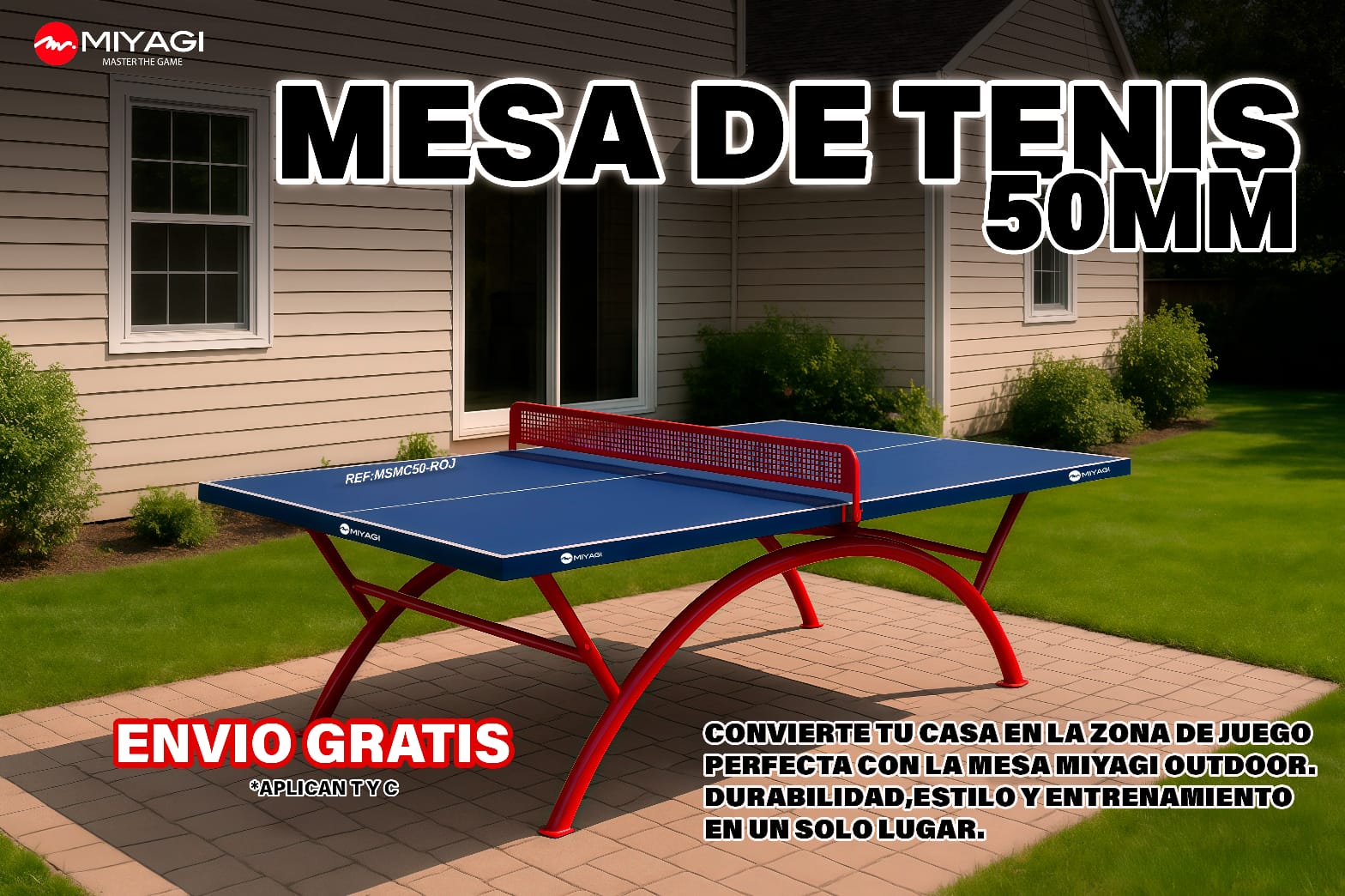Mesa de Tenis para Intemperie Miyagi MSMC50 - MSMC50-GRIMesa de tenis